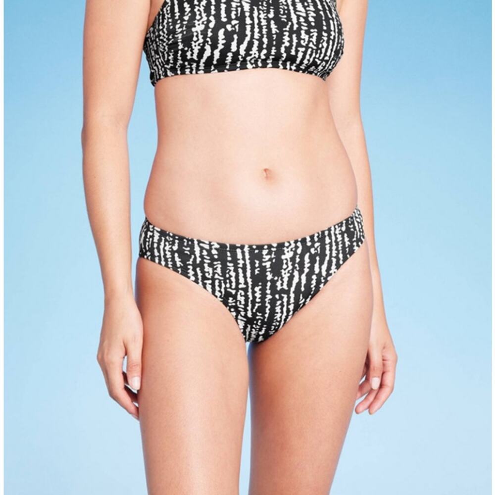 Kona Sol Medium Coverage Hipster Bikini Bottom Black/White NWT Size M - Picture 1 of 4